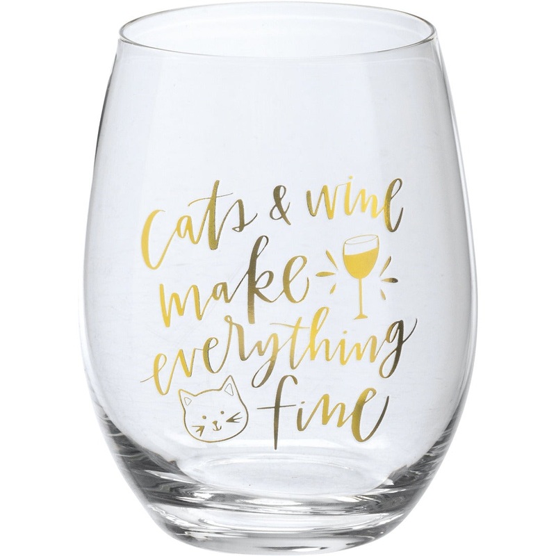 Cats & Wine Make Everything Fine Wine Glass