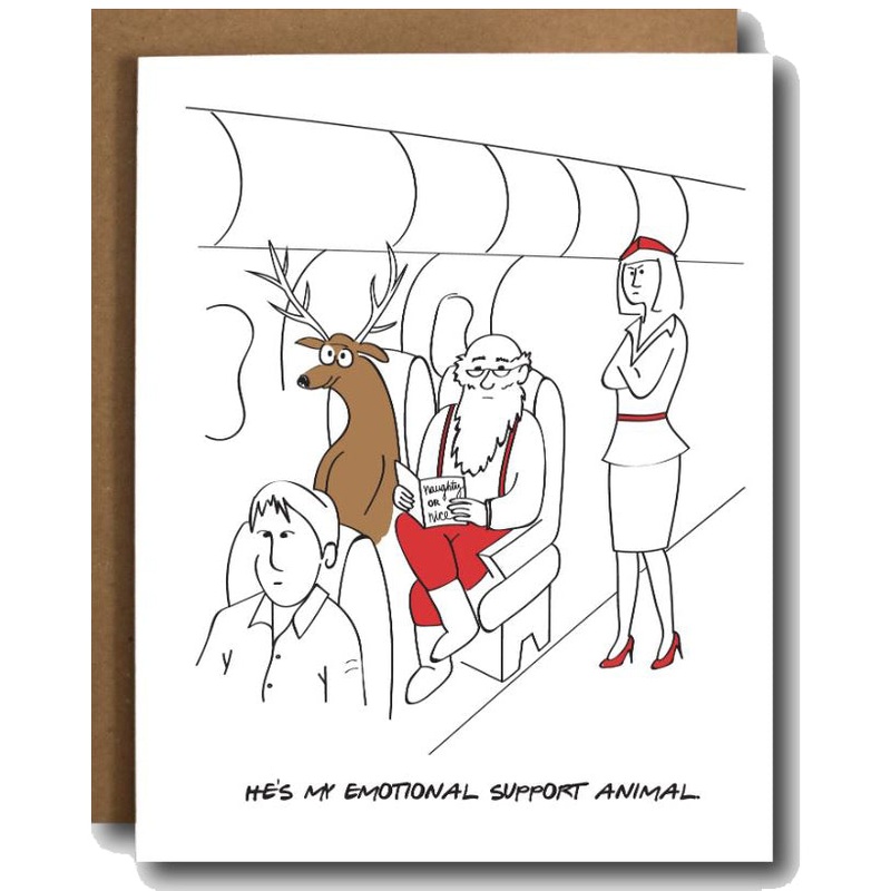 Emotional Support Reindeer Christmas Card