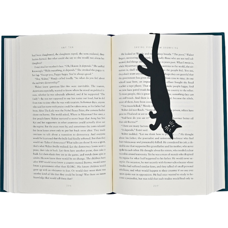 Curious Cat ‘Hanging’ Metal Bookmark