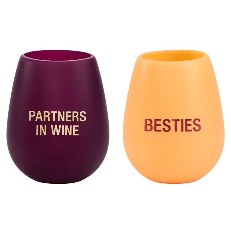 Besties and Partners in Wine Cup Set