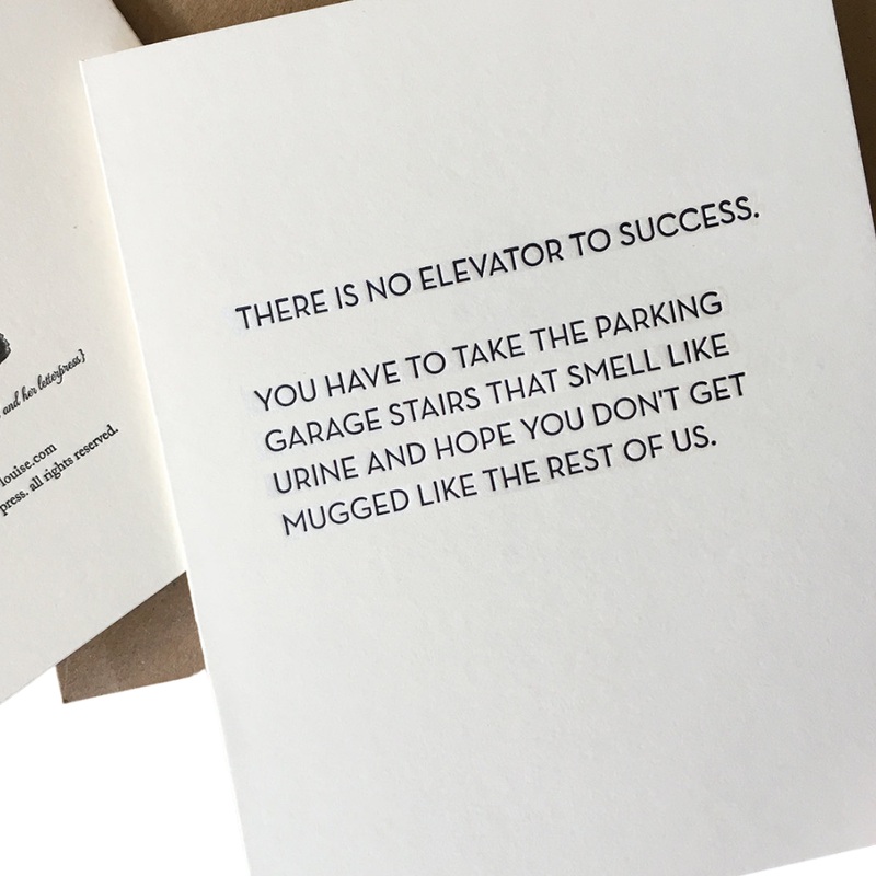 Elevator to Success Letterpress card