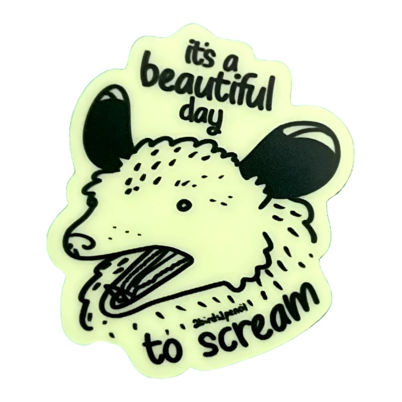 Glow in the Dark Possum Sticker