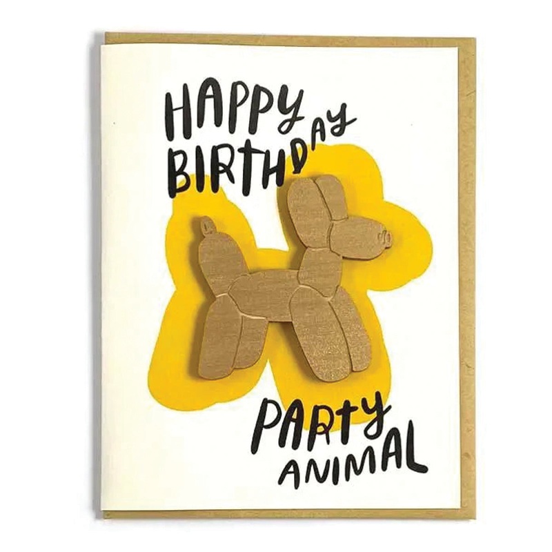 Happy Birthday Party Animal Card w/ Magnet
