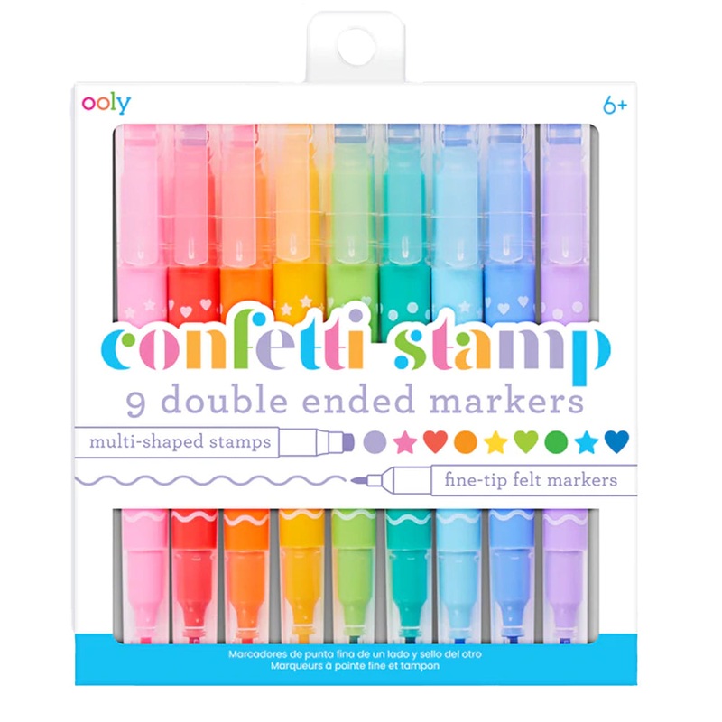 Confetti Stamp Double-Ended Markers – Set of 9