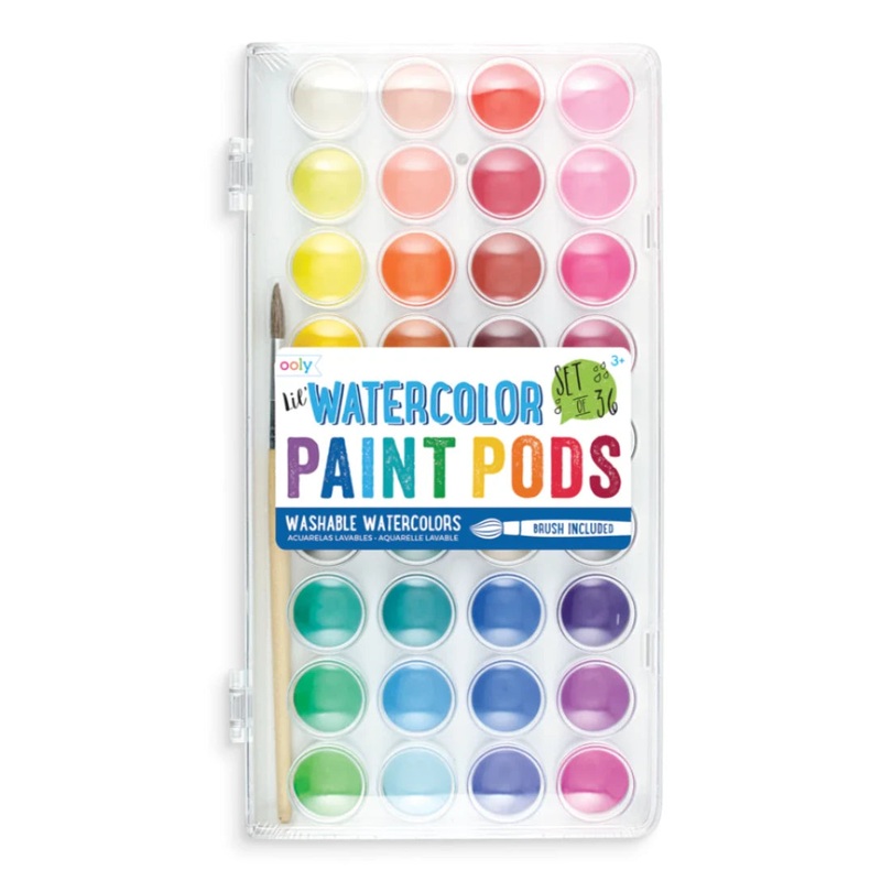 Lil Paint Pods – Set of 36 – Watercolors + Brush
