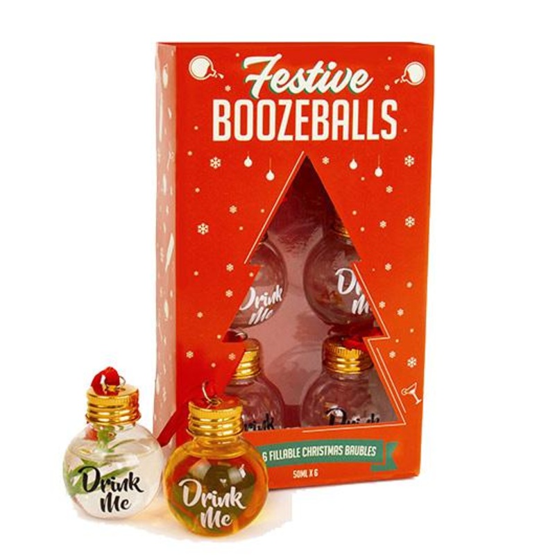 Festive Boozeball Ornaments – set of 6