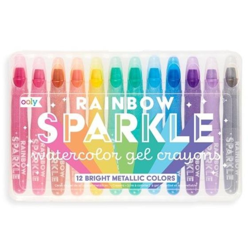 Rainbow Sparkle Metallic Watercolor Gel Crayons – Set of 12