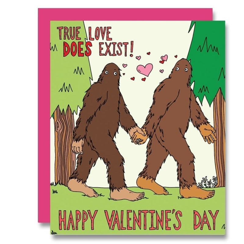 Bigfoots Valentine Letterpress Card
