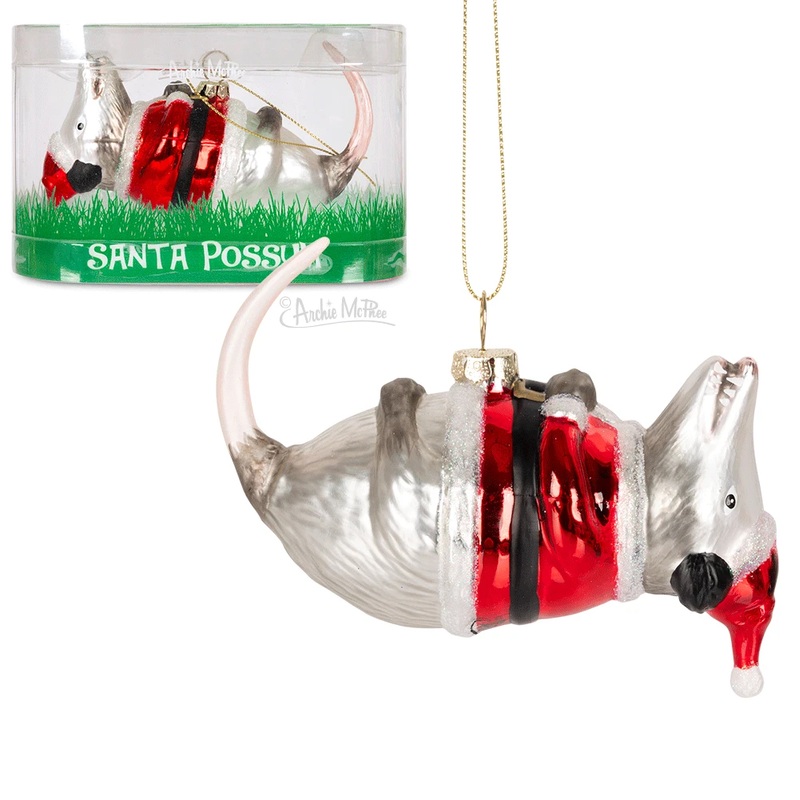 Santa Possum Hand-Blown Glass Ornament