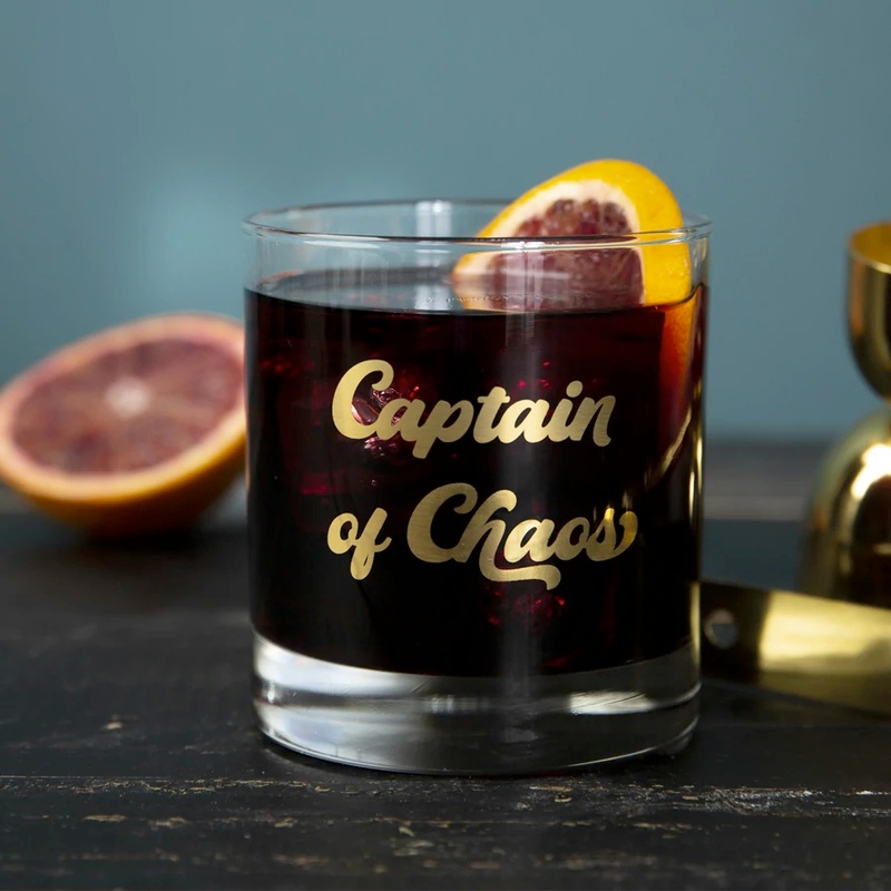 Captain of Chaos Rocks Glass