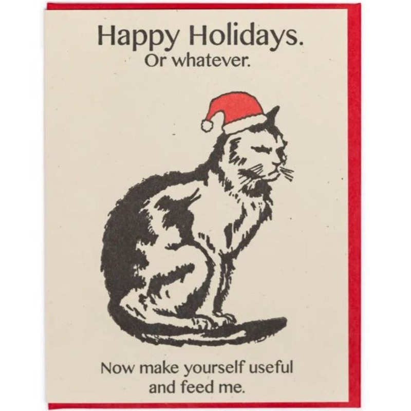 Cranky Cat Holiday Greeting Card