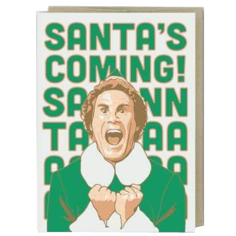 Elf Santa’s Coming! Letterpress Card