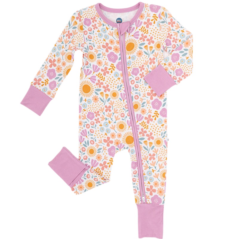 Bamboo One Piece Zip Pajama – Darling Spring Daisy