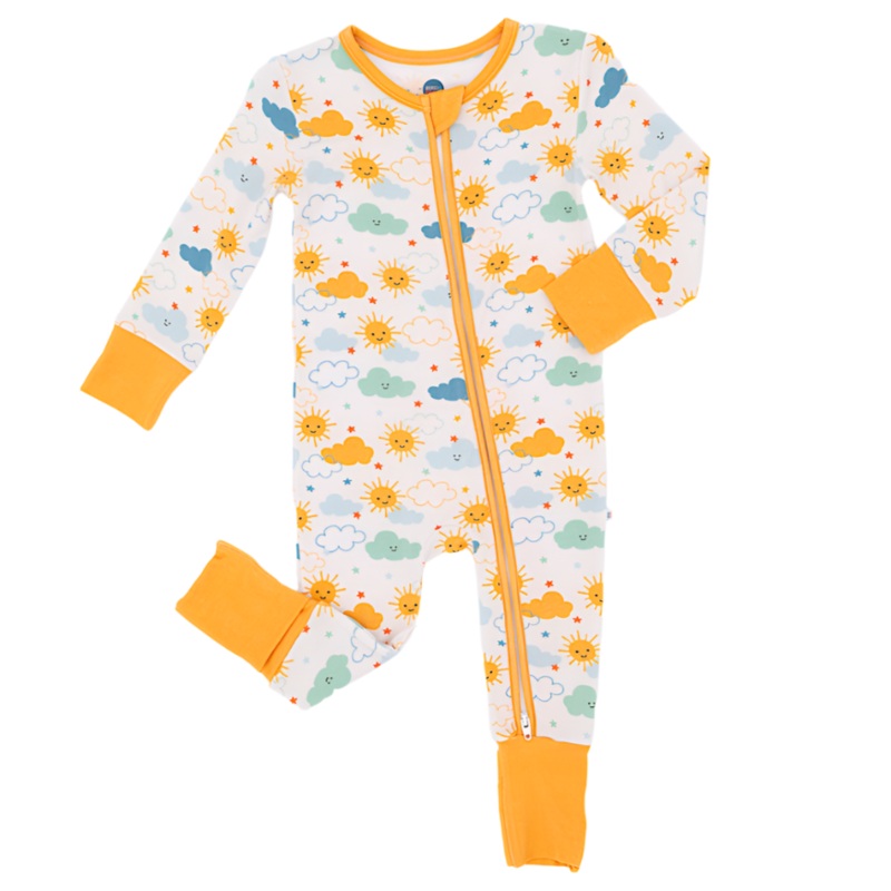 Bamboo One Piece Zip Pajama – Here Comes The Sun