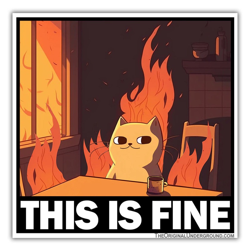This Is Fine Cat Sticker
