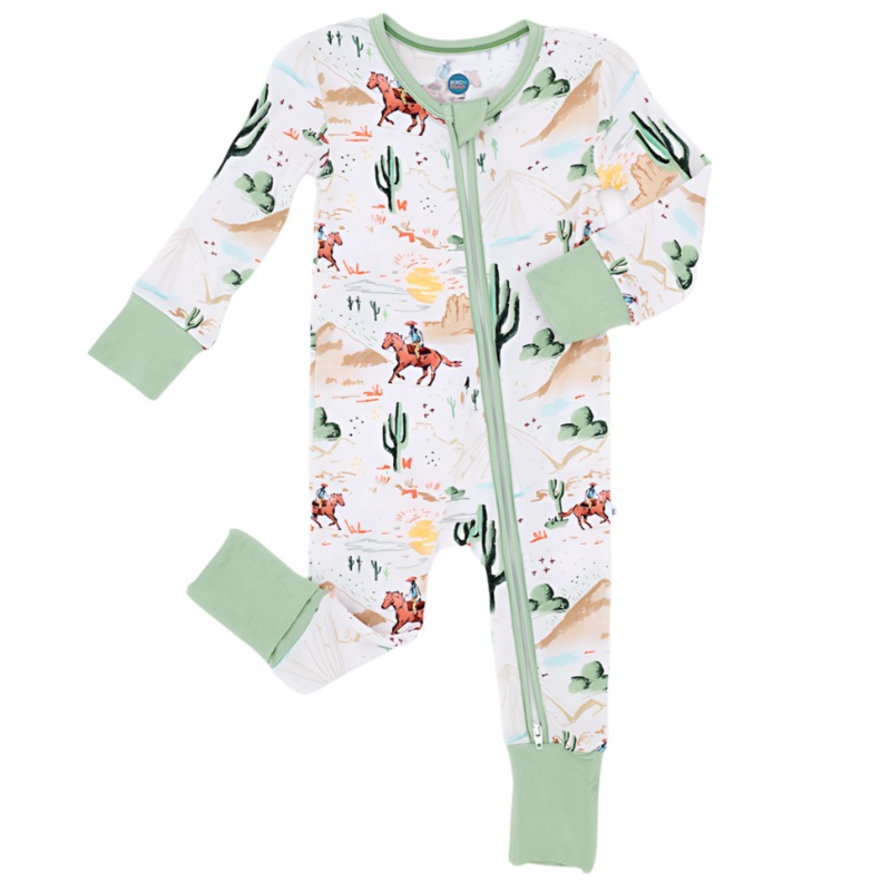 Bamboo One Piece Zip Pajama – Billy Western Print