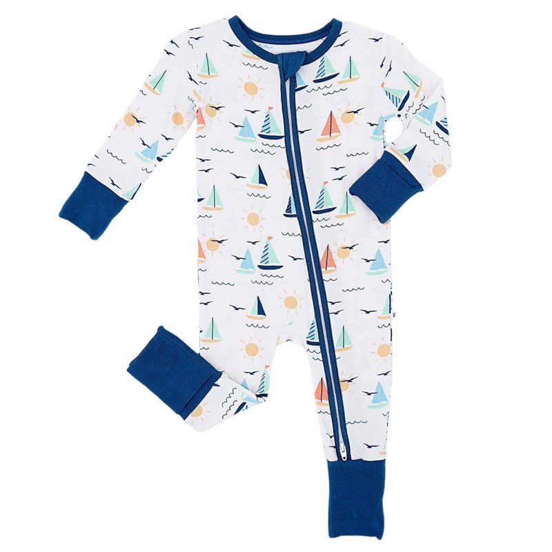 Bamboo One Piece Zip Pajama – Kai Sailboat