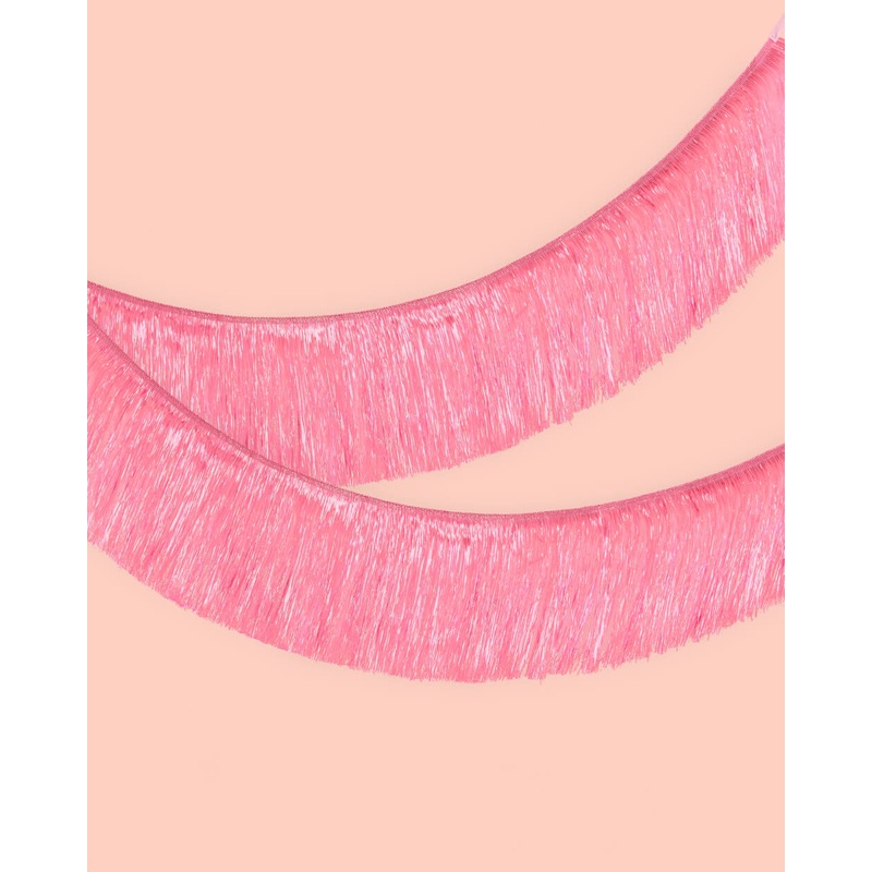 Let’s Go Party Fringe – pink iridescent banner