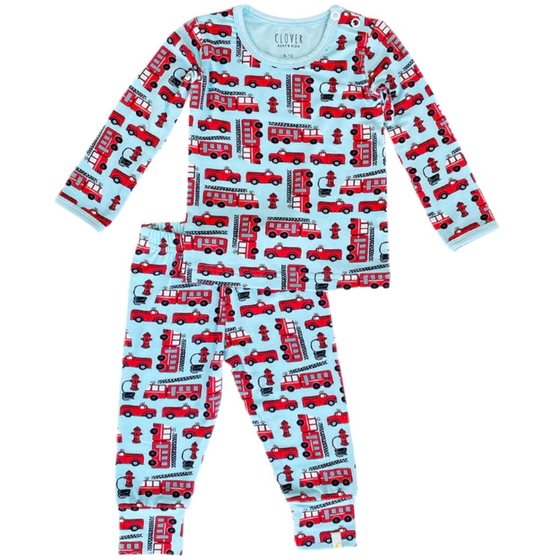 Long Sleeve Pajama Set – Fire Trucks