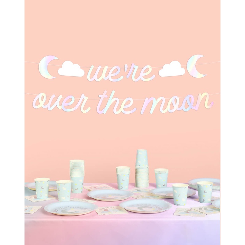 Over the Moon Banner – iridescent foil banner