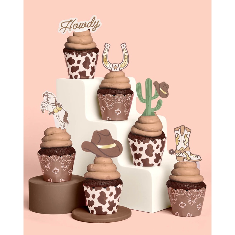 Saddle Up Cupcake Set – 24 sets of liners + toppers