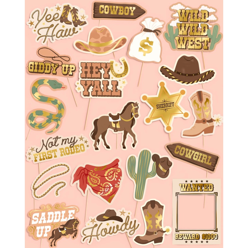 Saddle Up Props – 24 pc. photo booth set