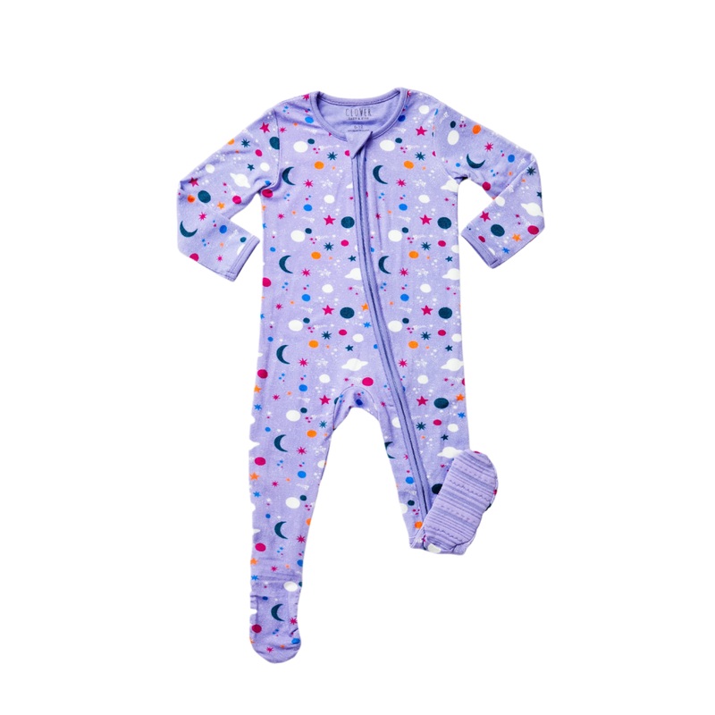 Soft & Stretchy Zipper Footie – Luna Lavender