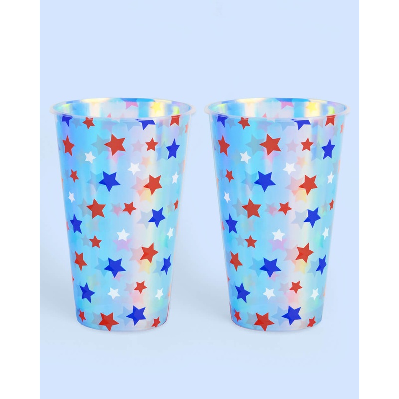 Stars & Stripes Cups – 16 iridescent 16 oz cups