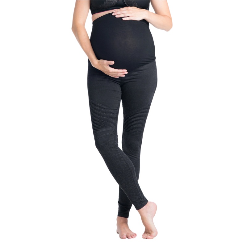 Black Out Moto Maternity Leggings