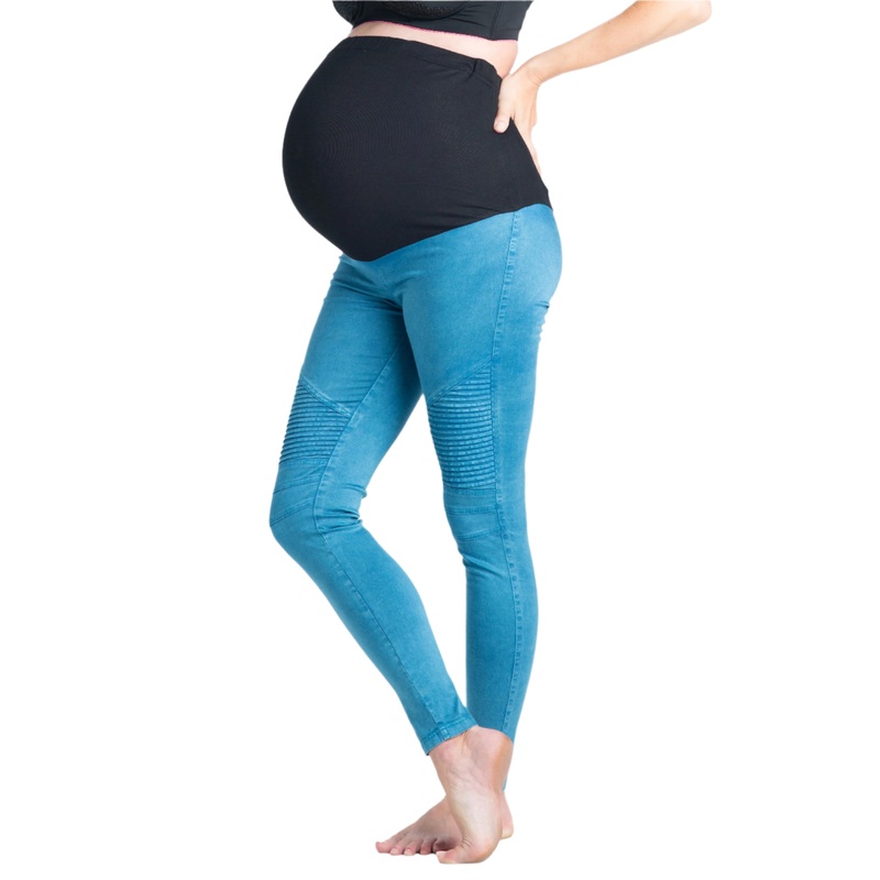 Blue Crush Moto Maternity Leggings