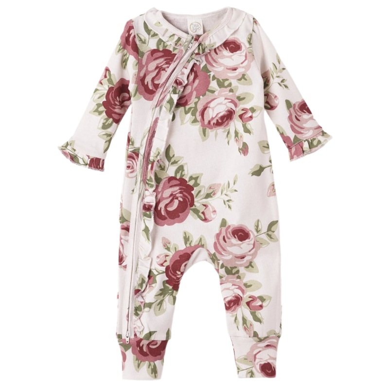Cabbage Rose Zippered Romper