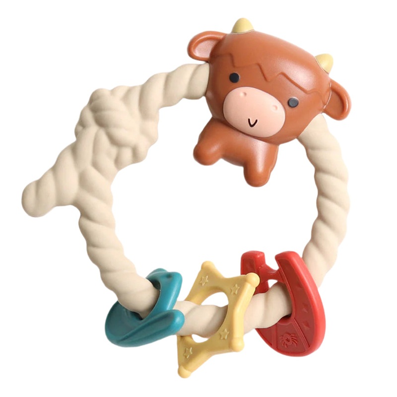 Ritzy Rattle with Teething Rings – Highland Cow