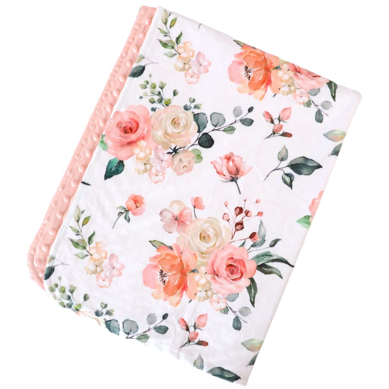 Premium Baby & Toddler Blanket – Peach Floral
