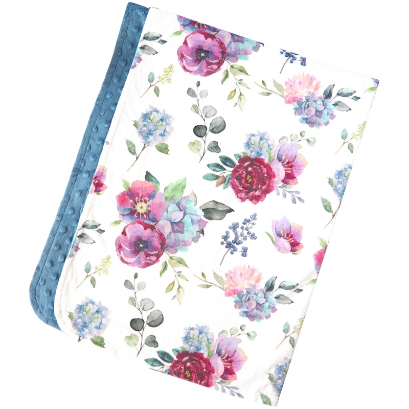 Premium Baby & Toddler Minky Blanket – Blue Floral