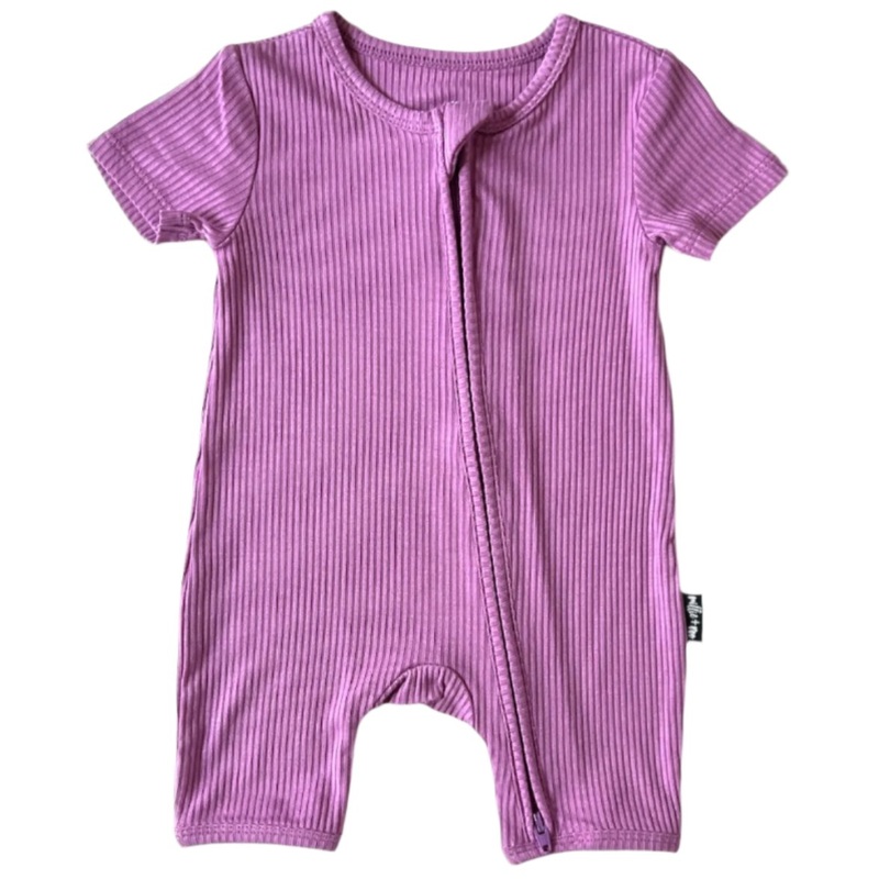 SHORTIE ZIP ROMPER – Lilac Ribbed