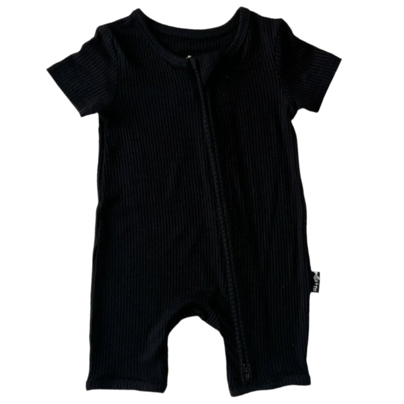 SHORTIE ZIP ROMPER – Midnight Ribbed