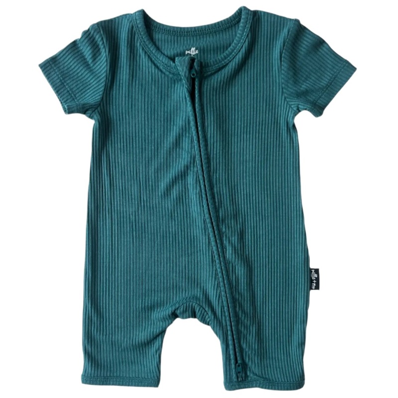 SHORTIE ZIP ROMPER – Peacock Ribbed