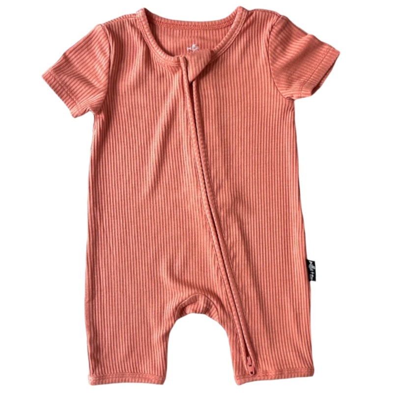 SHORTIE ZIP ROMPER – Red Rock Ribbed