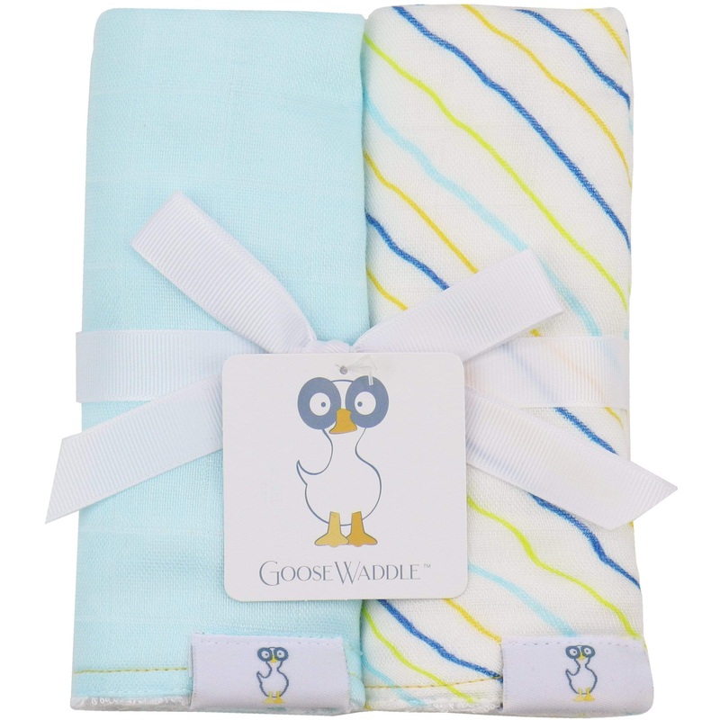 Stripes and Light Blue 2 PK Muslin & Terry Cloth Burp Cloth