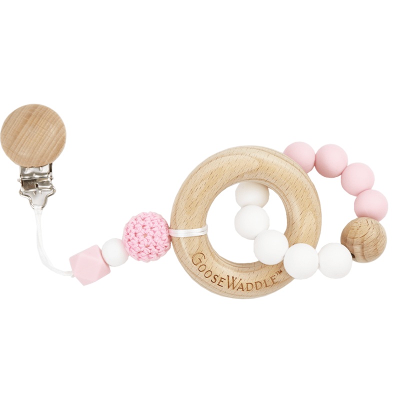 Wooden and Silicone Teether – Pink