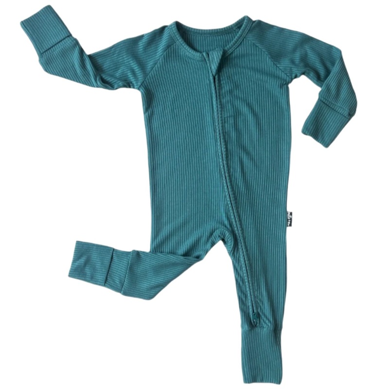 ZIP ROMPER – Peacock Ribbed