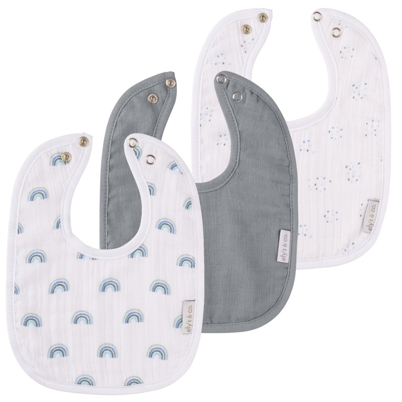 3 Pack Muslin Terry Bibs – Blue Rain Drops