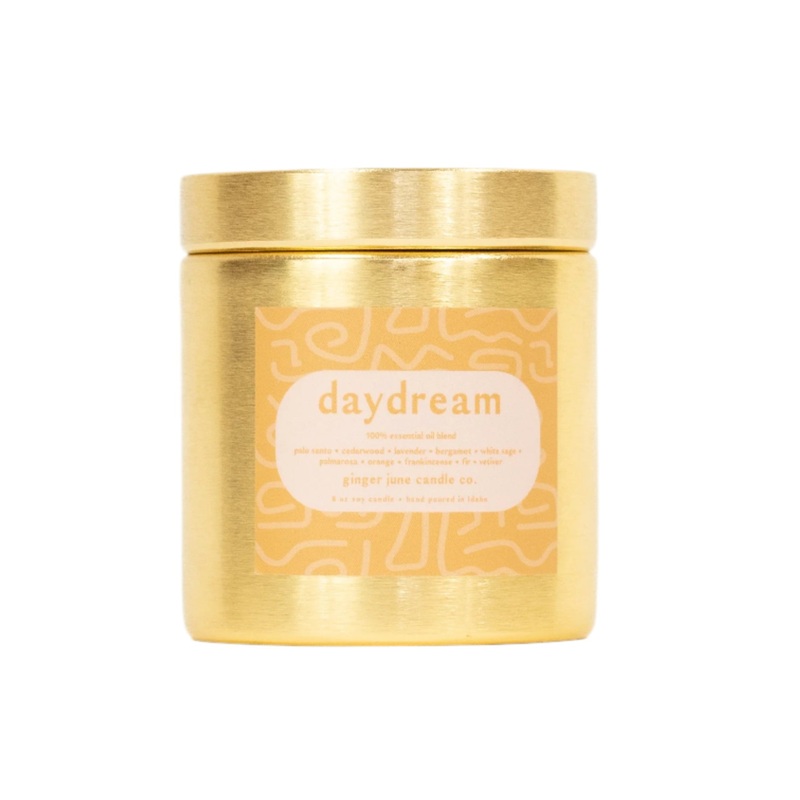 Daydream  Gold metal tin  9 oz soy candle