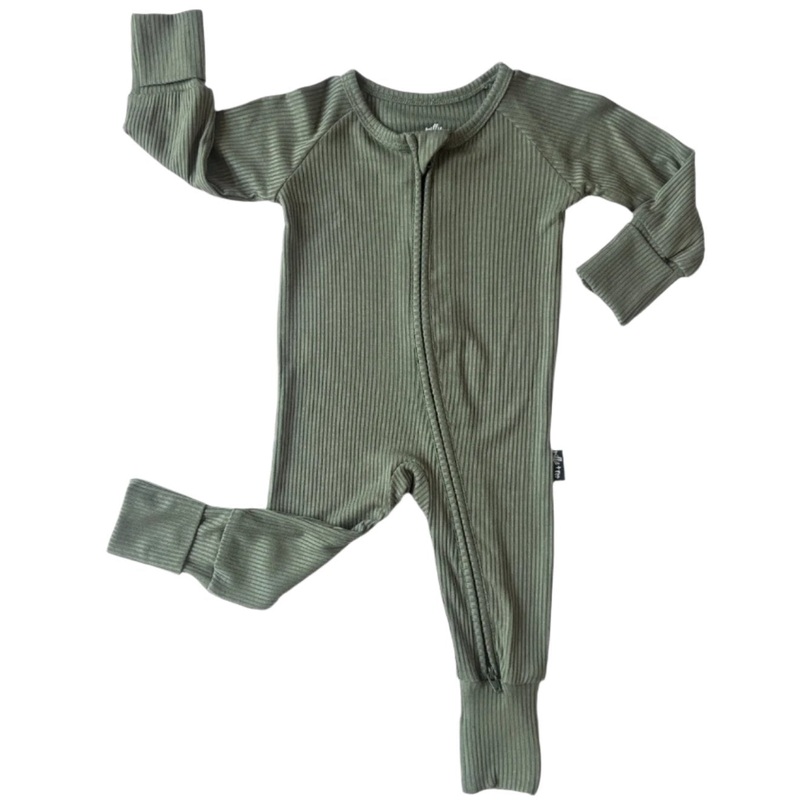 ZIP ROMPER – Moss Ribbed