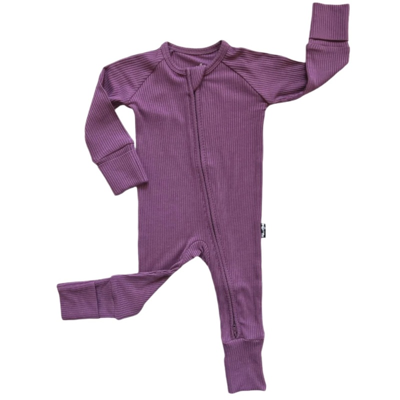 ZIP ROMPER – Plum Ribbed