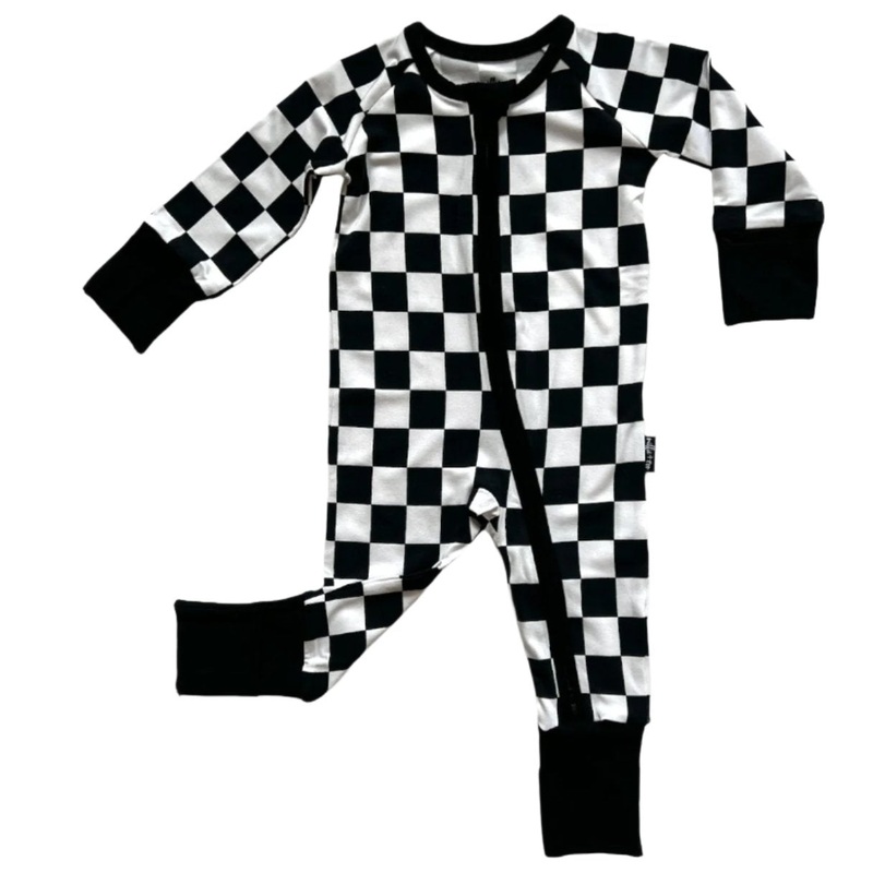 Zip Romper – B+W Checkered