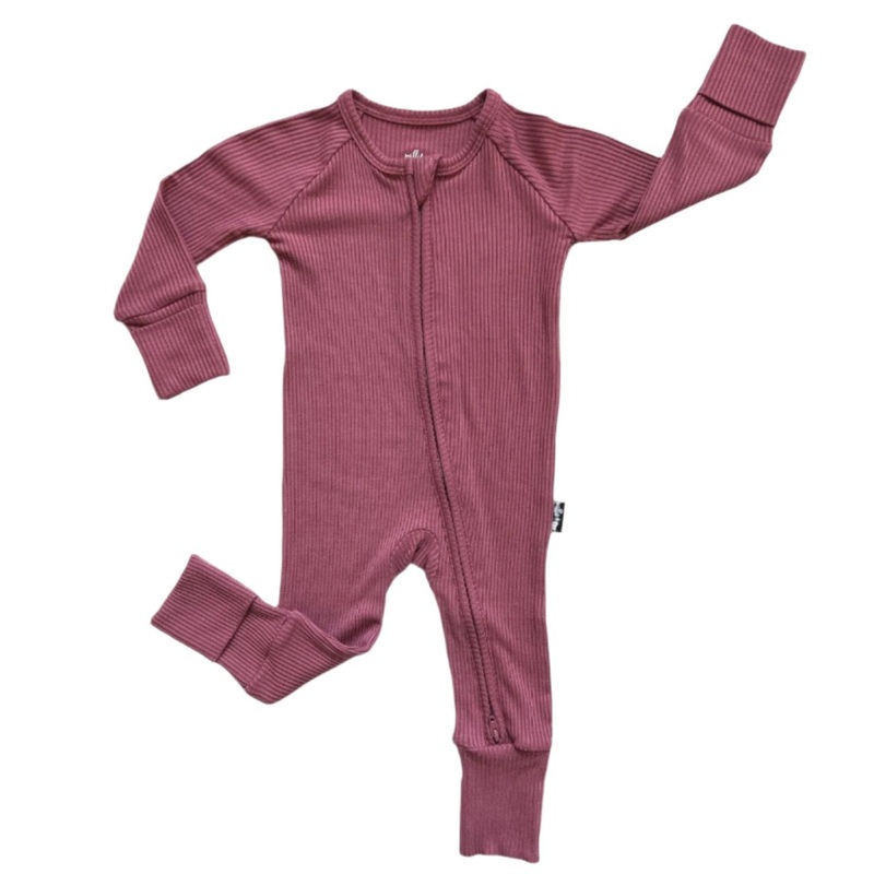 Zip Romper – Mauve Ribbed
