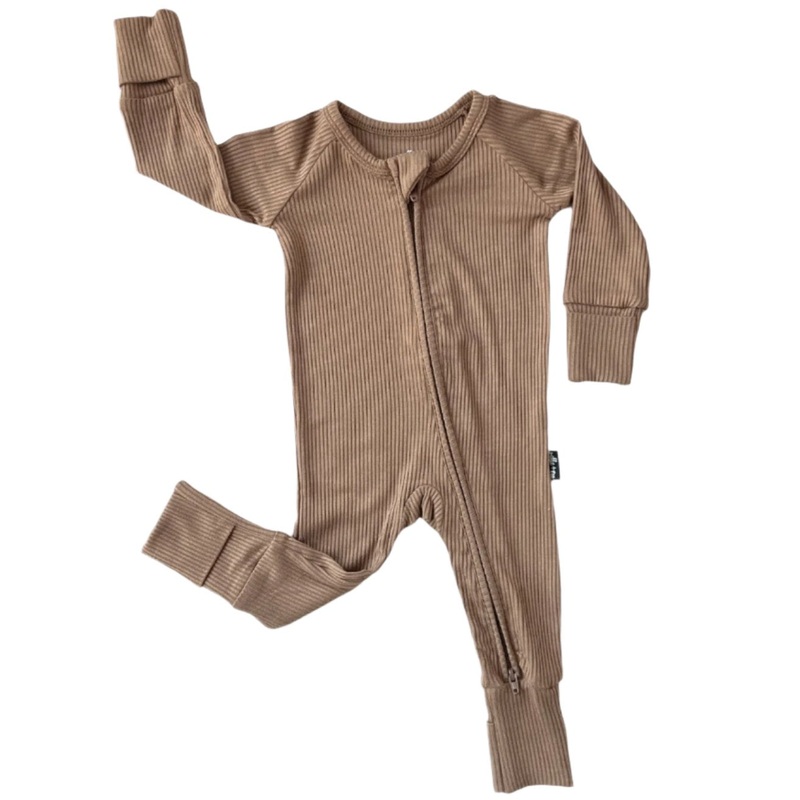 Zip Romper – Mocha Ribbed