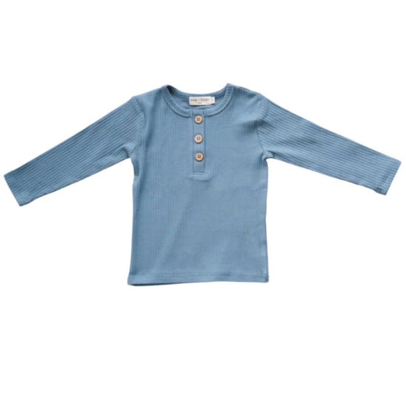 Organic Ribbed Cotton Top – Ocean Blue