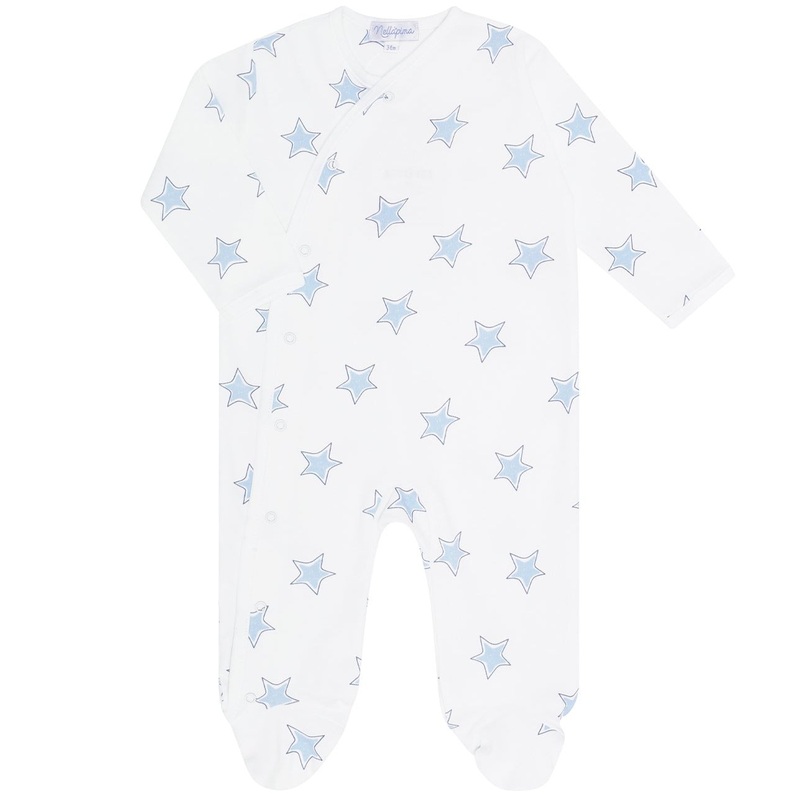 Blue Stars Print Crossover Footie